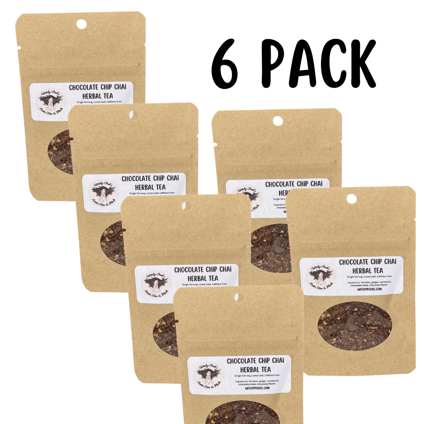 Witchy Pooh's Chocolate Chip Chai Loose Leaf Rooibos Herbal Tea with Real Chocolate Chips!