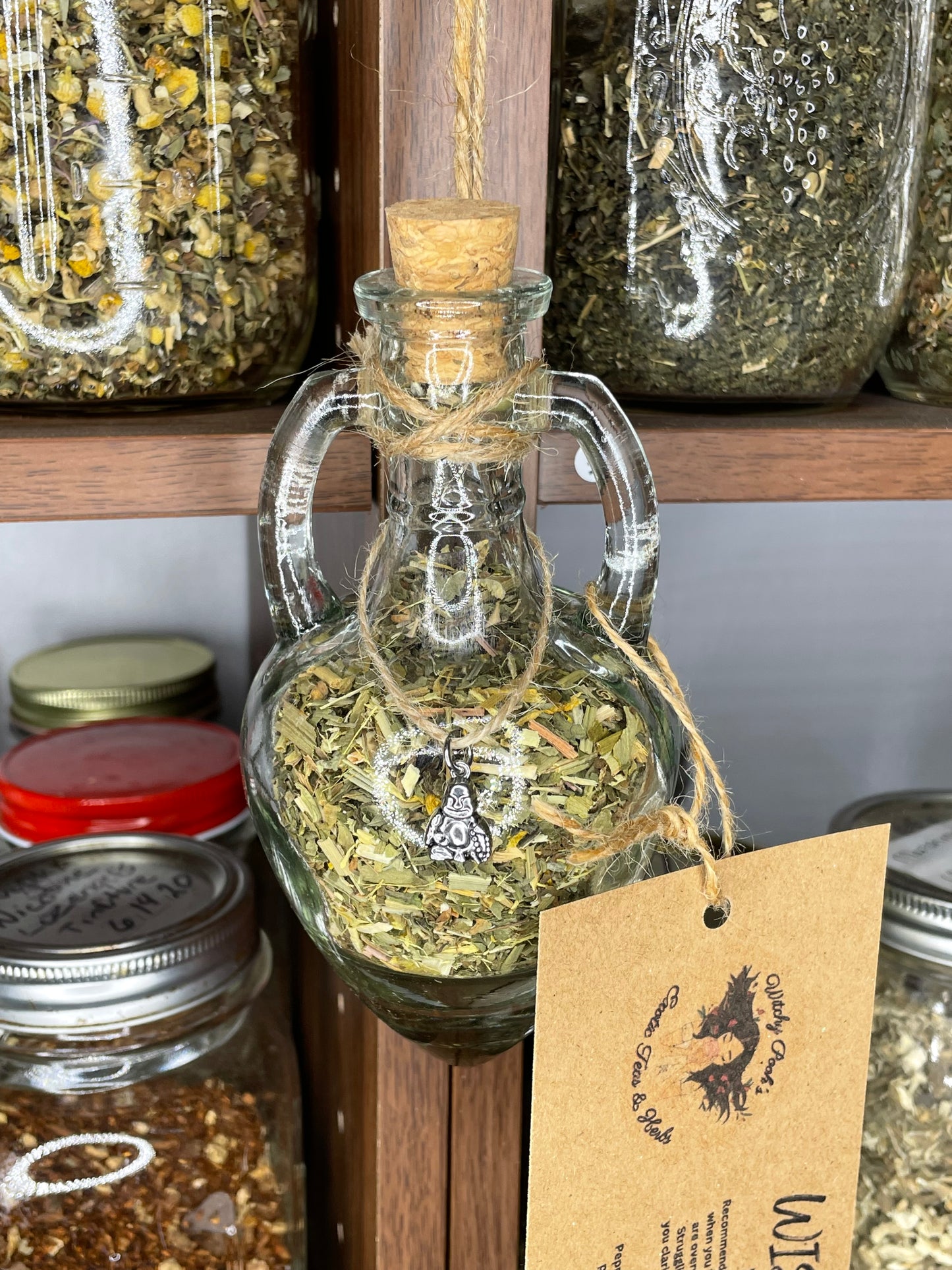 Witchy Pooh's Wisdom Herbal Loose Leaf Tea in Hanging Jars