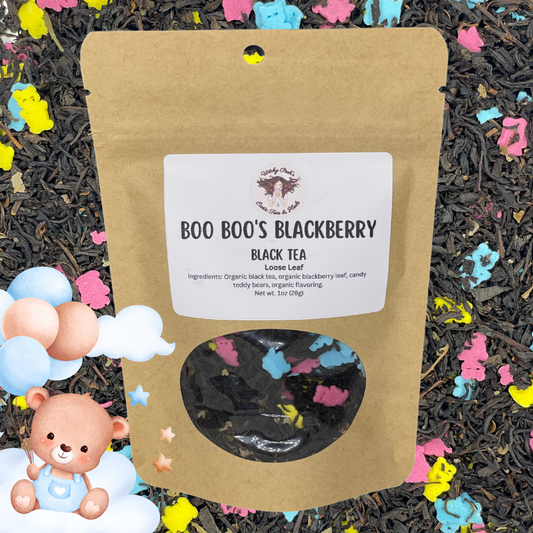 Witchy Pooh's Boo Boo's Blackberry Flavored Loose Leaf Black Tea with Candy Teddy Bears