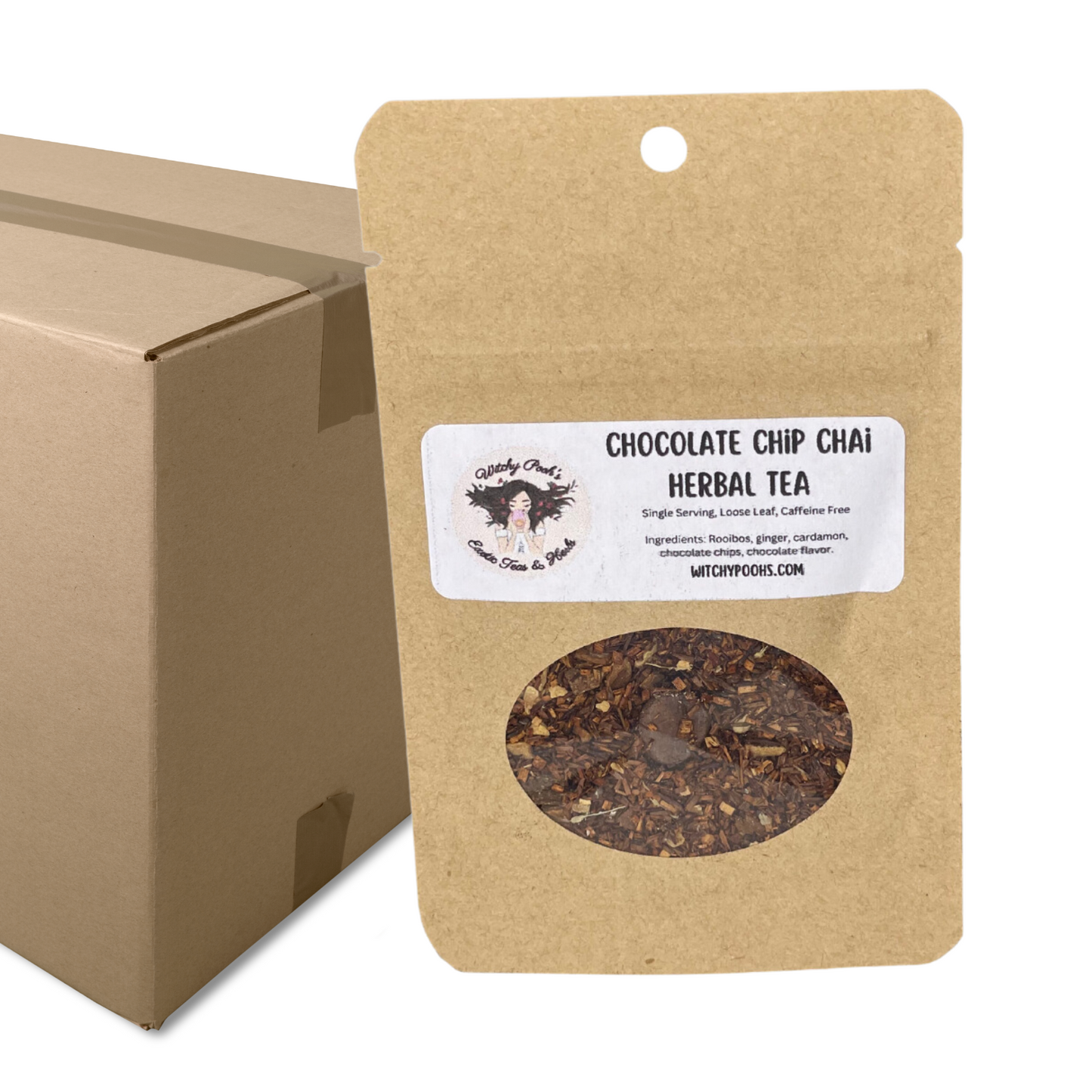 Witchy Pooh's Chocolate Chip Chai Loose Leaf Rooibos Herbal Tea with Real Chocolate Chips!