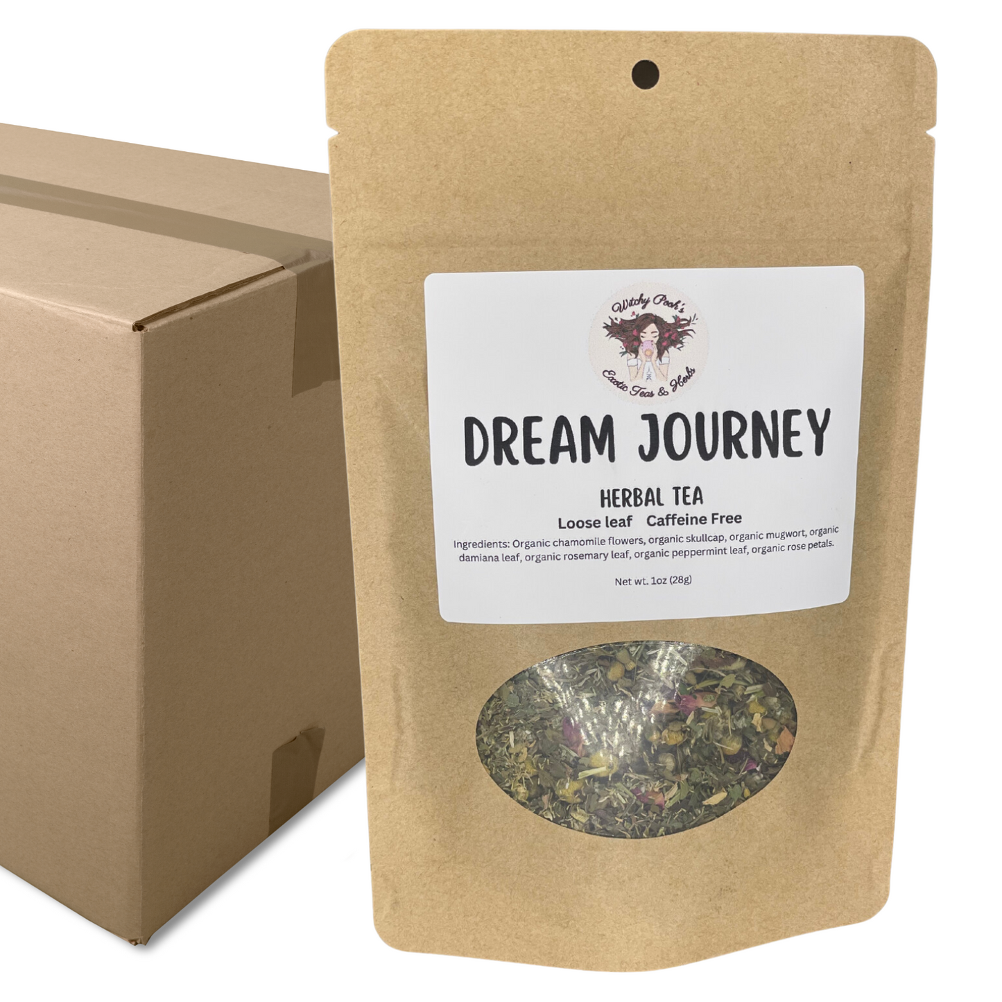 Witchy Pooh's Dream Journey Loose Leaf Organic Functional Tea to Sleep and Enhance Dreaming, Caffeine Free