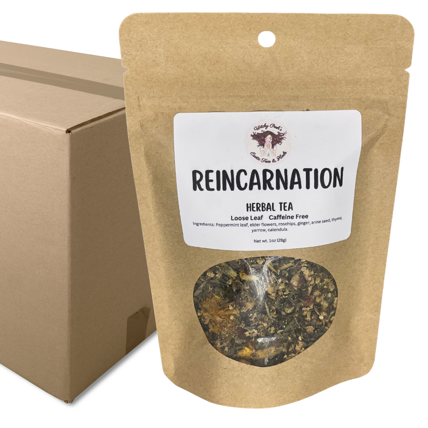 Witchy Pooh's Reincarnation Loose Leaf Functional Herbal Tea, Caffeine Free, For Cold and Flu Relief, Immune Boost