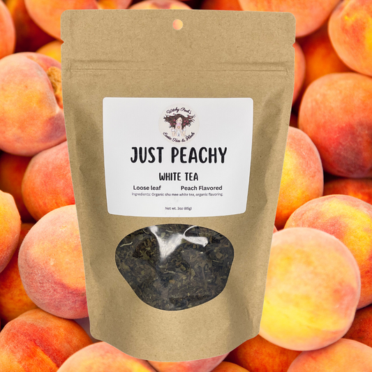 Witchy Pooh's Just Peachy Loose Leaf White Tea, Peach Flavored, Low Caffeine Content