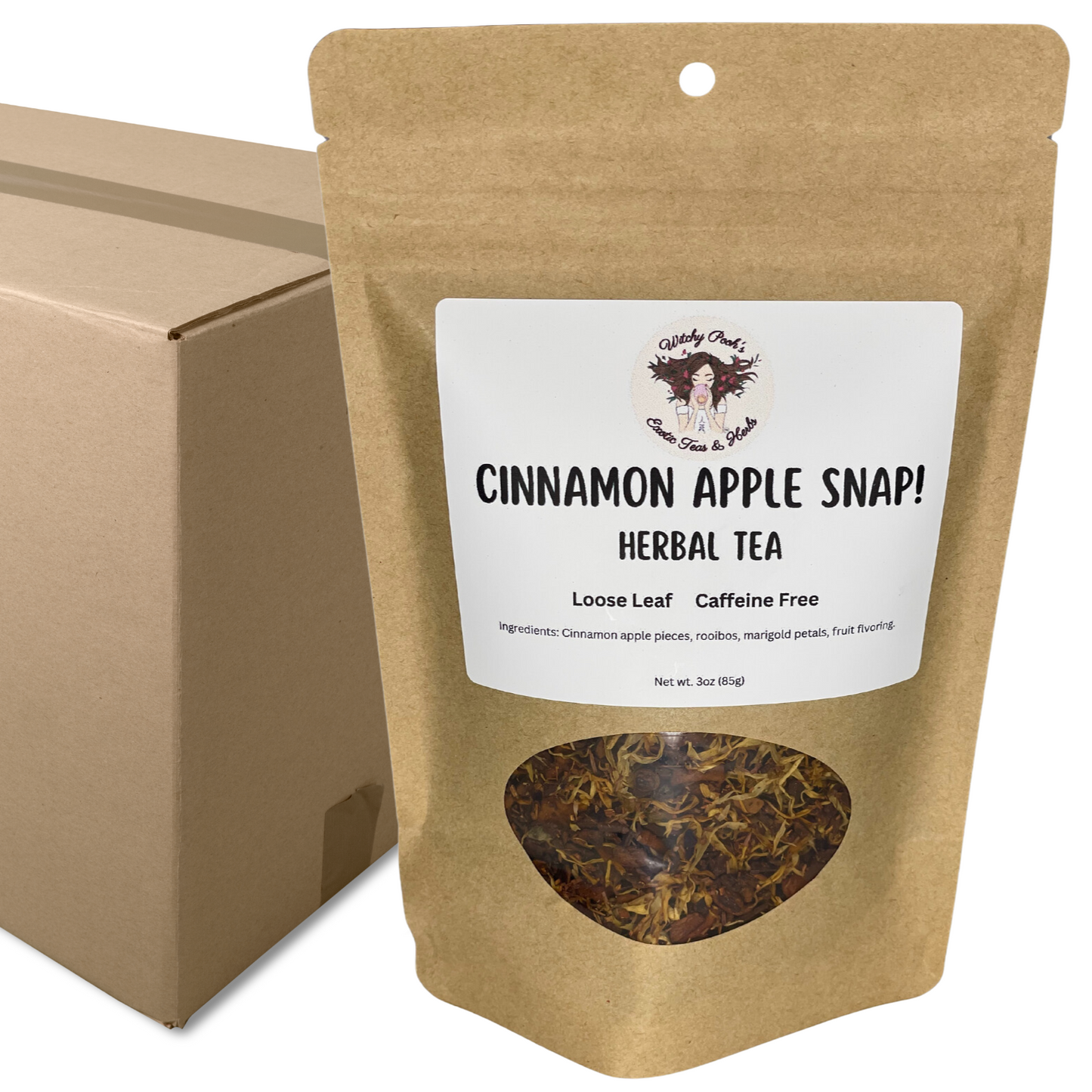 Witchy Pooh's Cinnamon Apple Snap! Loose Leaf Apple Fruit Rooibos Herbal Tea, Caffeine Free