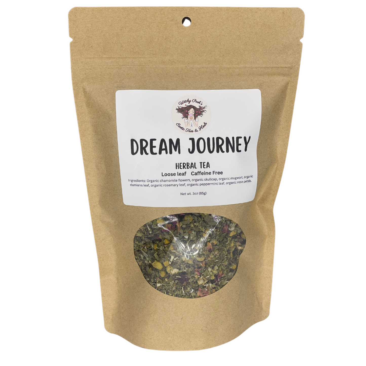 Witchy Pooh's Dream Journey Loose Leaf Organic Functional Tea to Sleep and Enhance Dreaming, Caffeine Free