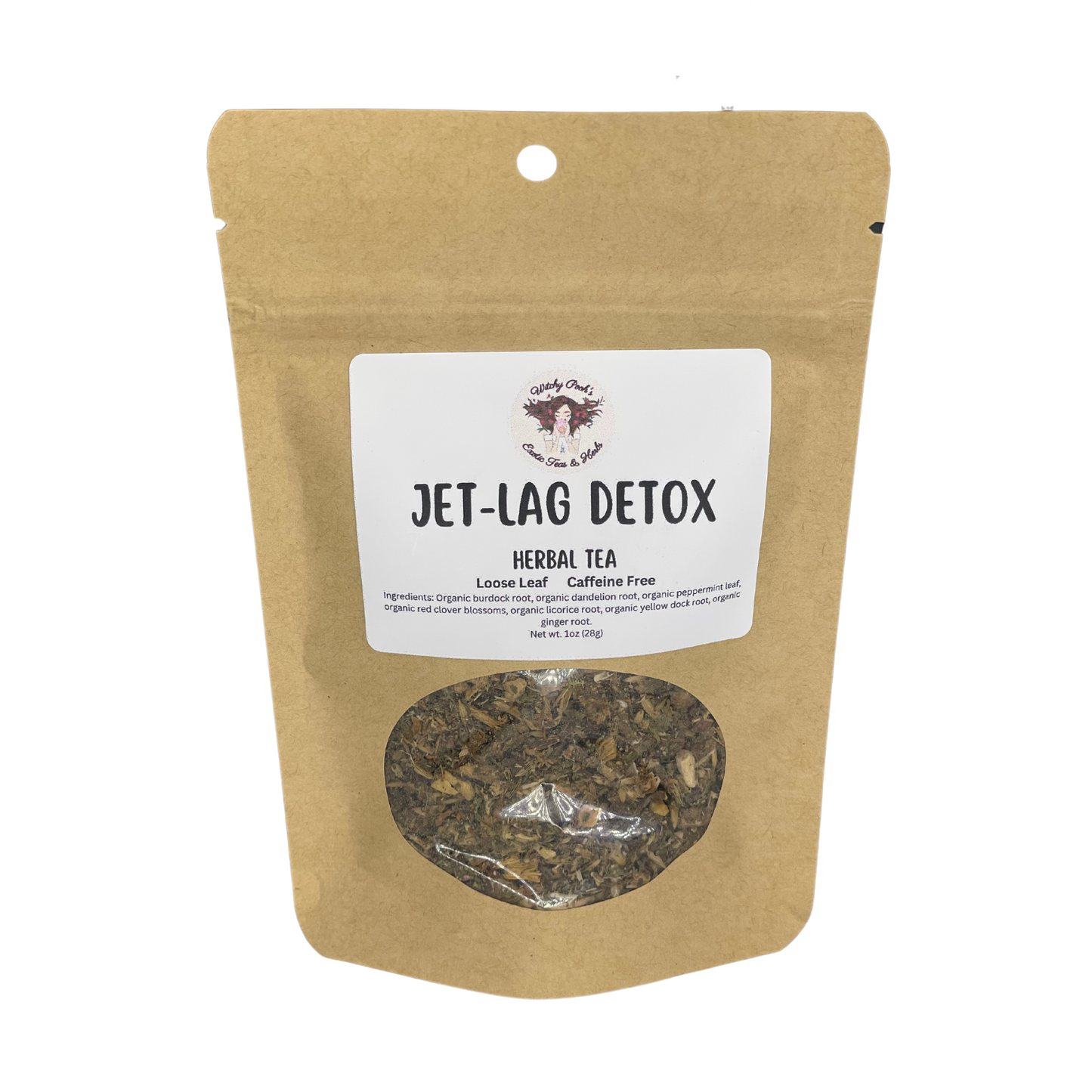 Witchy Pooh's Jet-Lag Relief Loose Leaf Organic Functional Herbal Detox Tea, Caffeine Free, For Jet Lag Relief
