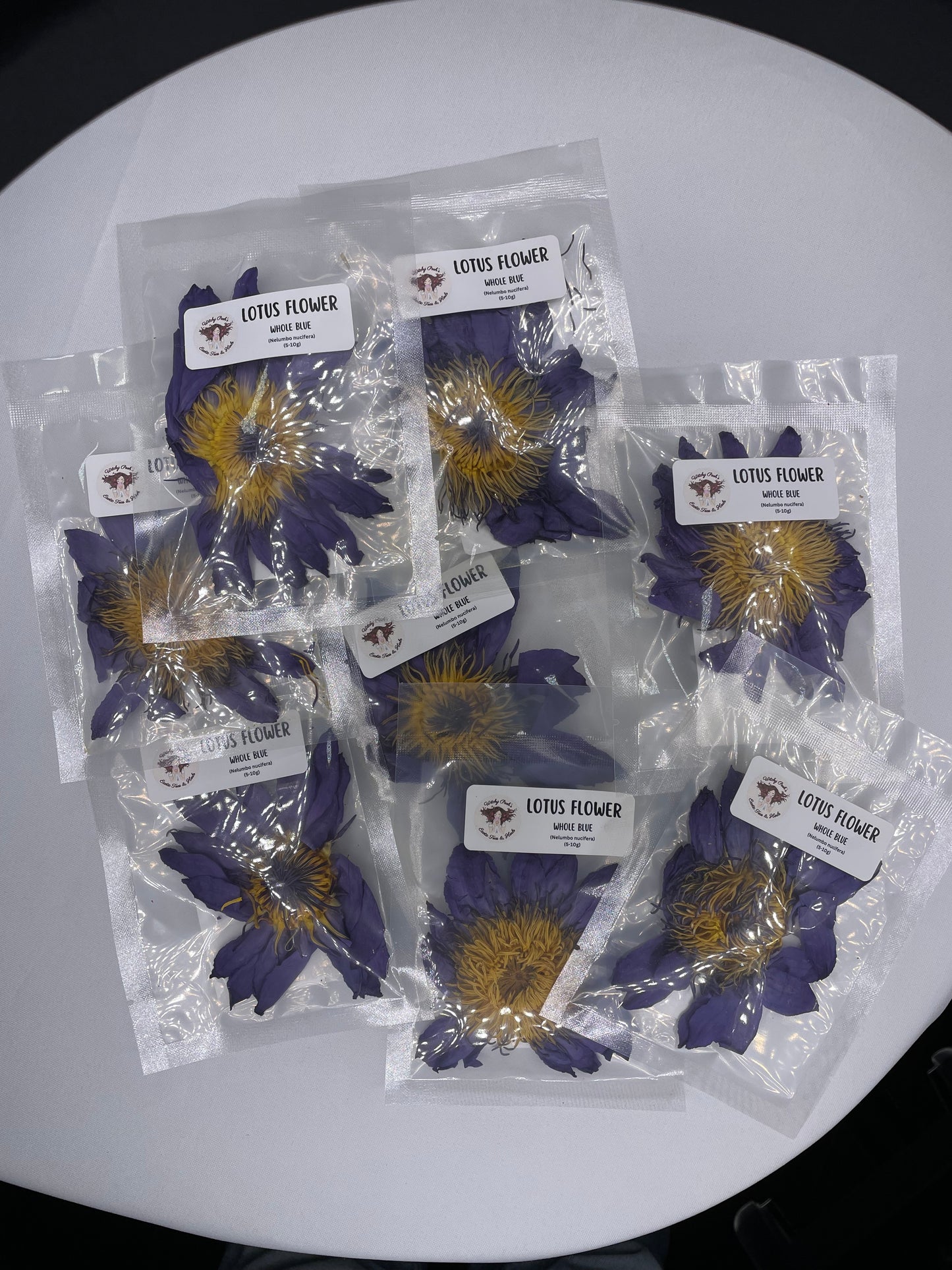 Lotus Flower, Blue, Yellow, Whole Flower Dried
