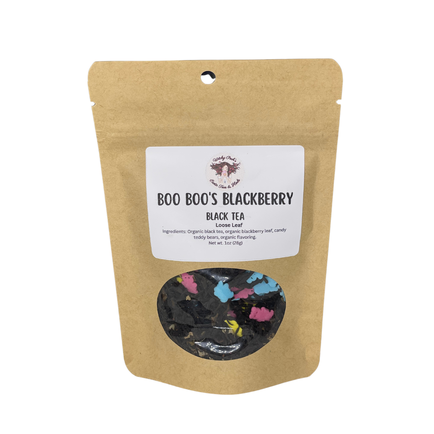 Witchy Pooh's Boo Boo's Blackberry Flavored Loose Leaf Black Tea with Candy Teddy Bears