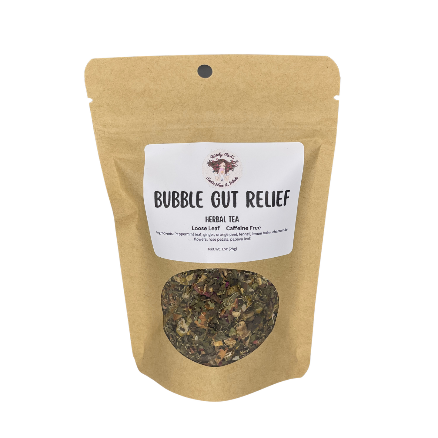 Witchy Pooh's Bubble Gut Relief Loose Leaf Herbal Functional Tea, Caffeine Free, For Digestive Issues