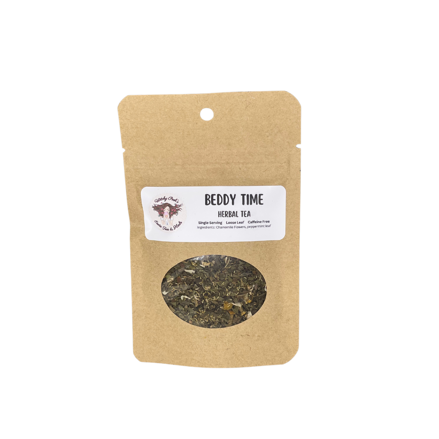 Witchy Pooh's Beddy Time Loose Leaf Herbal Chamomile Peppermint Tea, Caffeine Free, Natural Sleep Aid