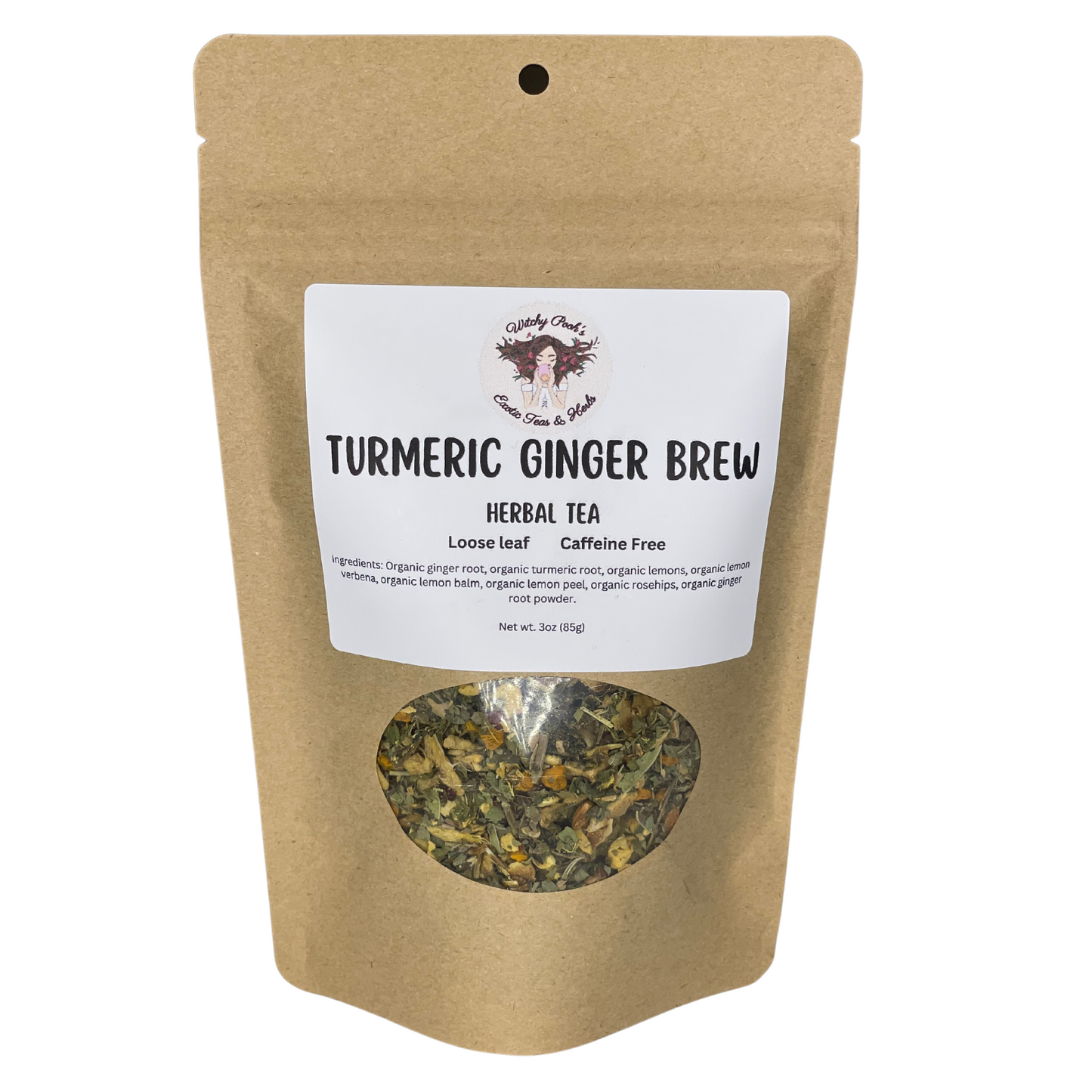 Turmeric Ginger Brew Tea, Herbal Tea, Loose Leaf Tea, Organic Tea, Caffeine Free Tea, Functional Tea