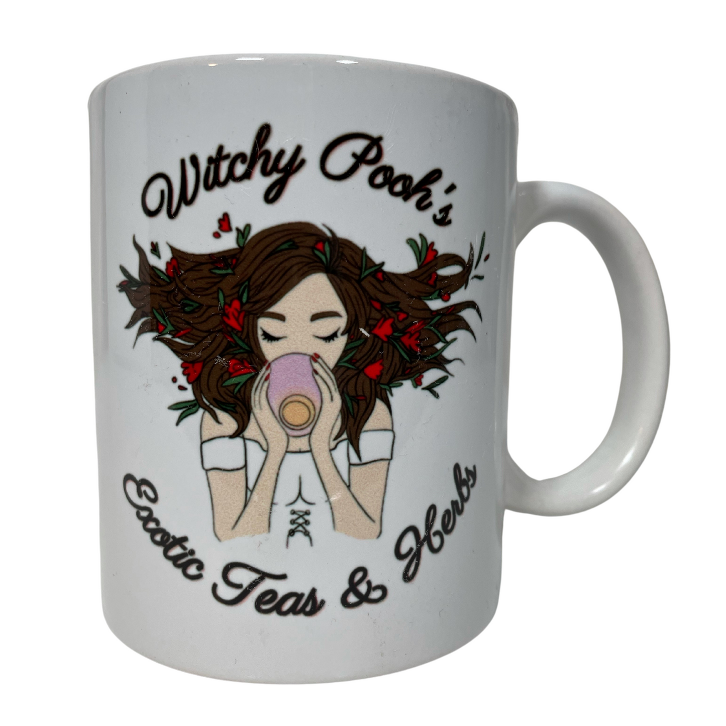 Witchy Pooh's Mugs, White Coffee Cup with The Witchy Pooh Logo