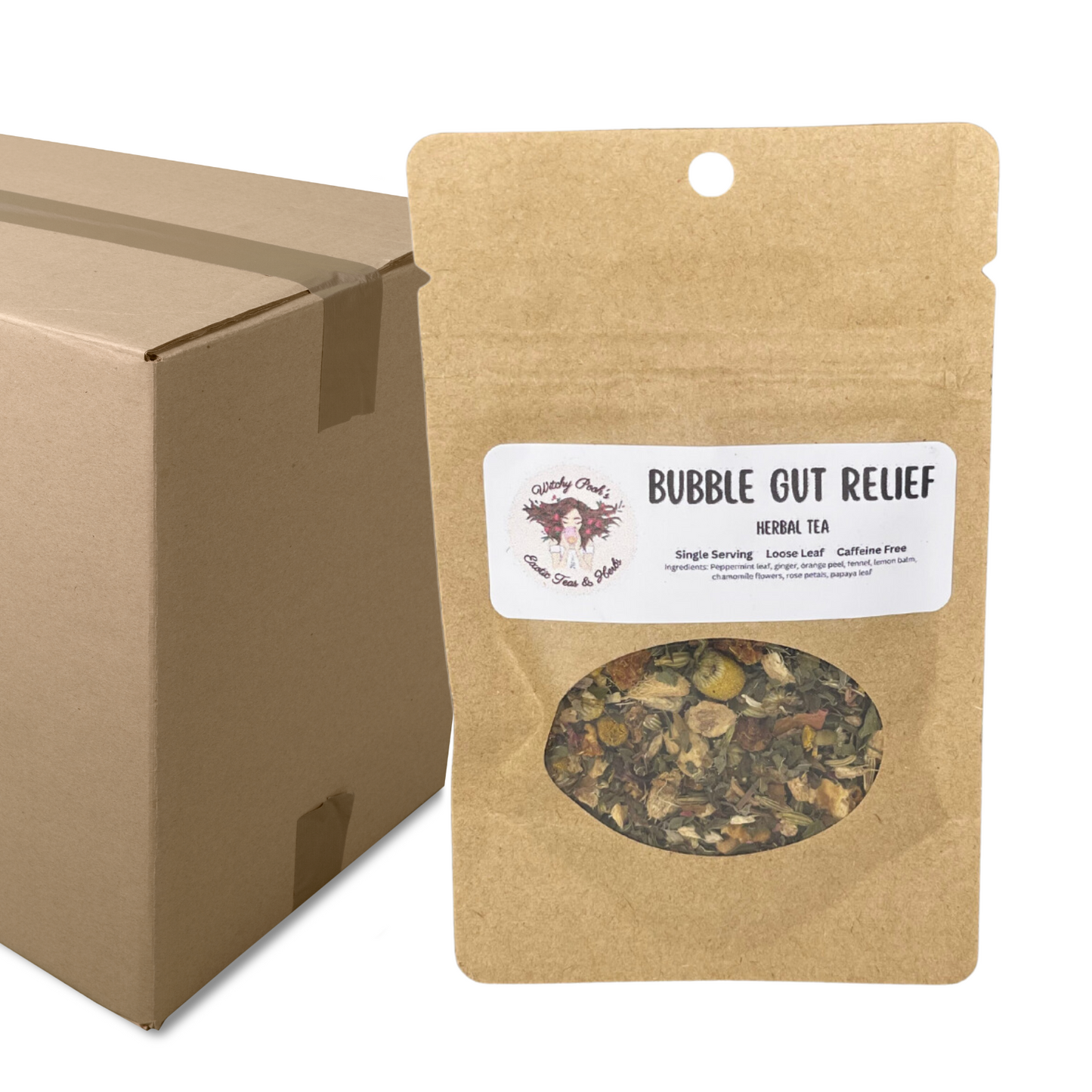 Bubble Gut Relief Loose Leaf Herbal Functional Tea, Caffeine Free, For Digestive Issues
