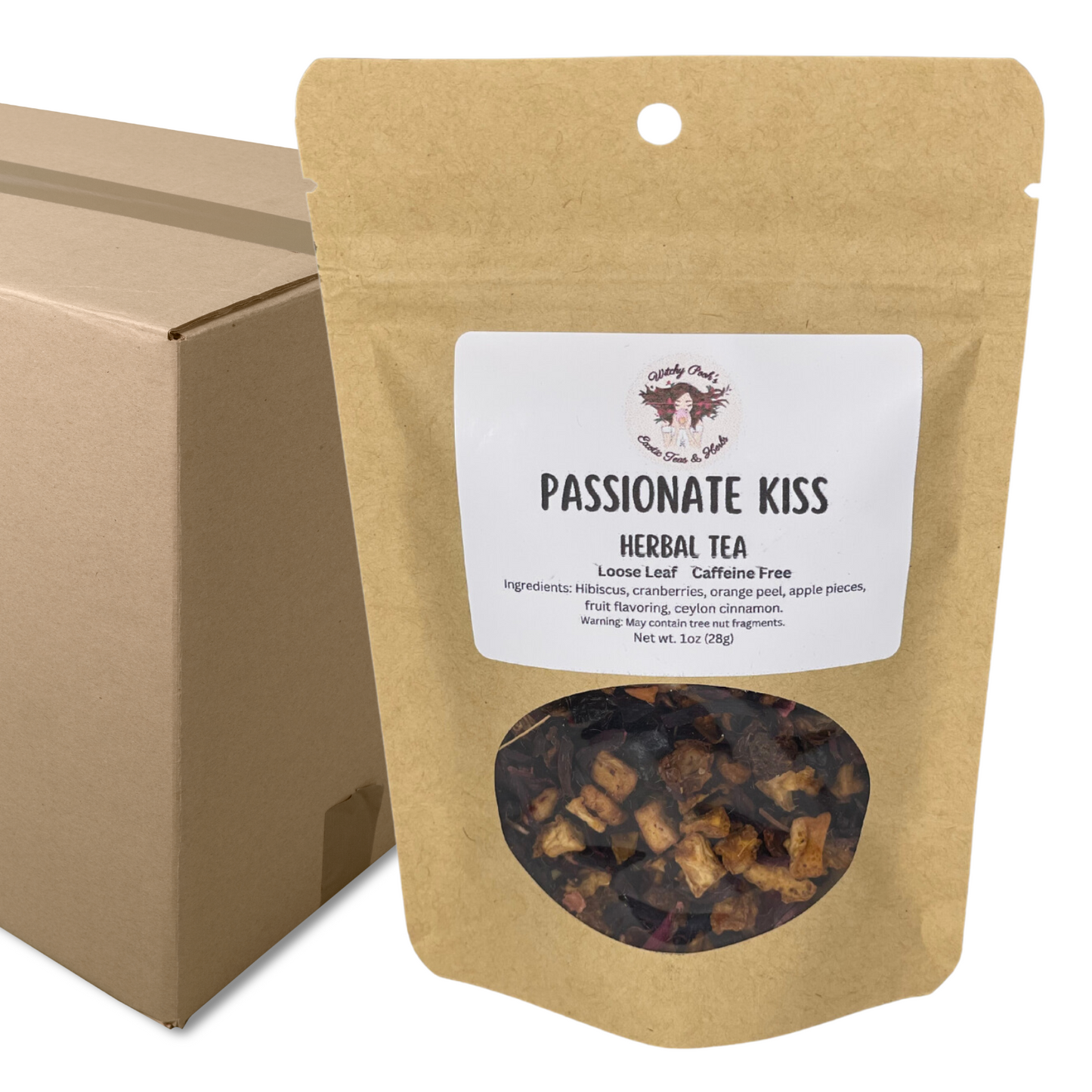 Witchy Pooh's Passionate Kiss Loose Leaf Fruit Hibiscus Herbal Tea, Caffeine Free