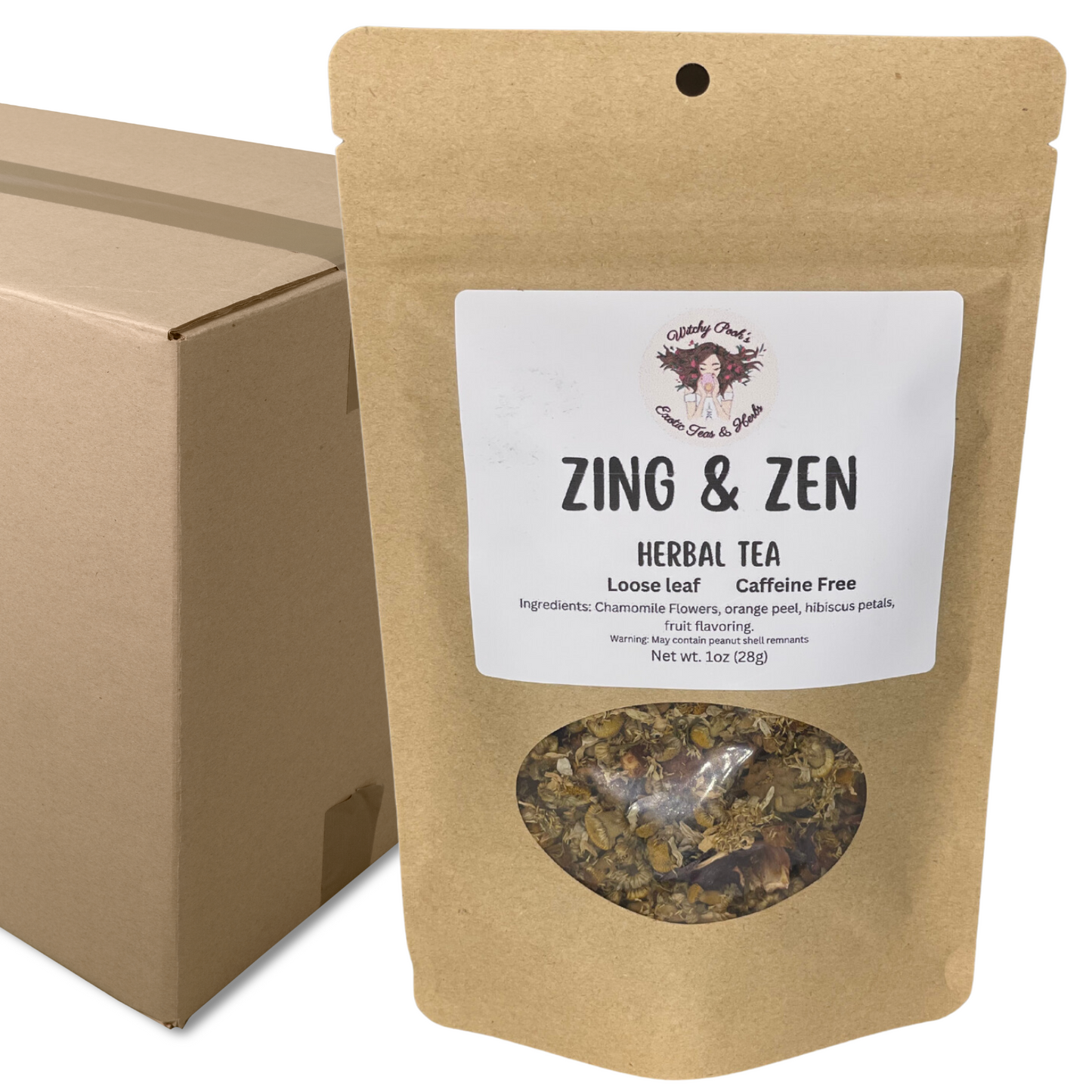 Zing & Zen Loose Leaf Citrus Flavored Chamomile Herbal Tea, Caffeine Free