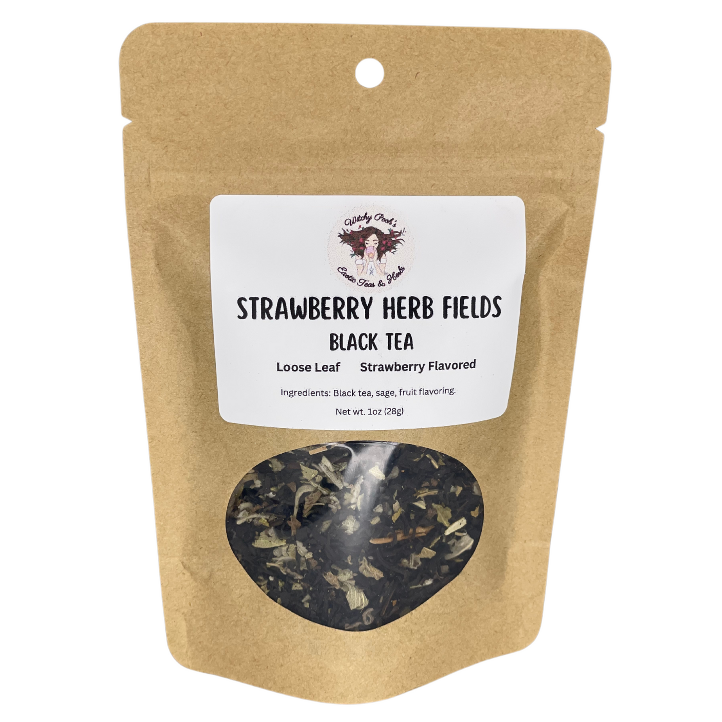 Strawberry Herb Fields Strawberry Flavored Black Loose Leaf Tea with Sage Leaf