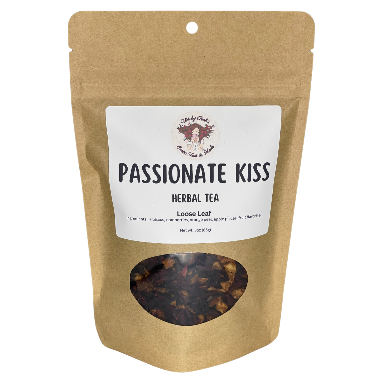 Witchy Pooh's Passionate Kiss Loose Leaf Fruit Hibiscus Herbal Tea, Caffeine Free
