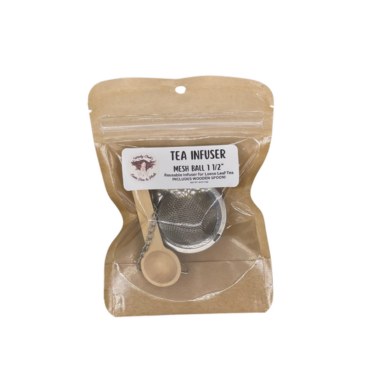 Witchy Pooh's Tea Infuser Mesh Ball for Brewing Loose Leaf Tea 1.5inch with FREE Wooden Spoon!