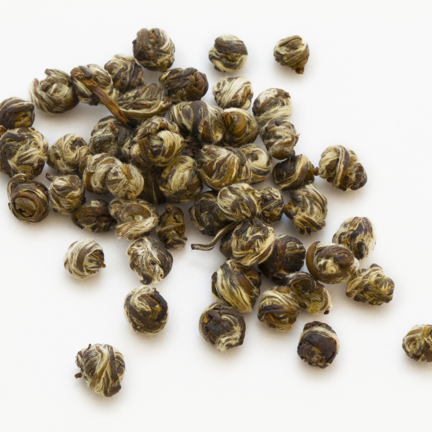 Jasmine Pearls, Dragon Pearls, Loose Leaf Jasmine scented Pan Fried Sencha Green Tea