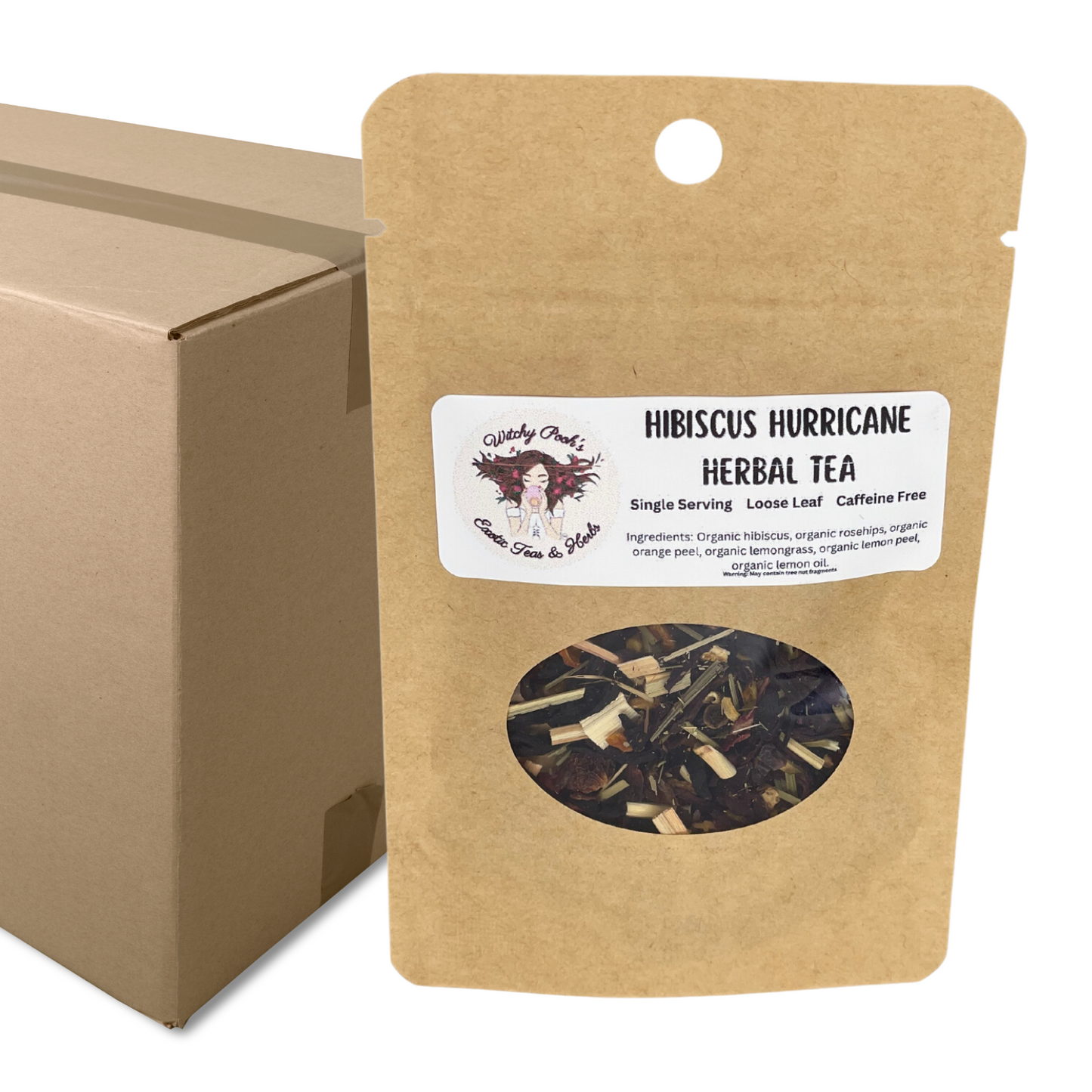 Witchy Pooh's Hibiscus Hurricane Organic Loose Leaf Herbal Fruit Tea, Caffeine Free