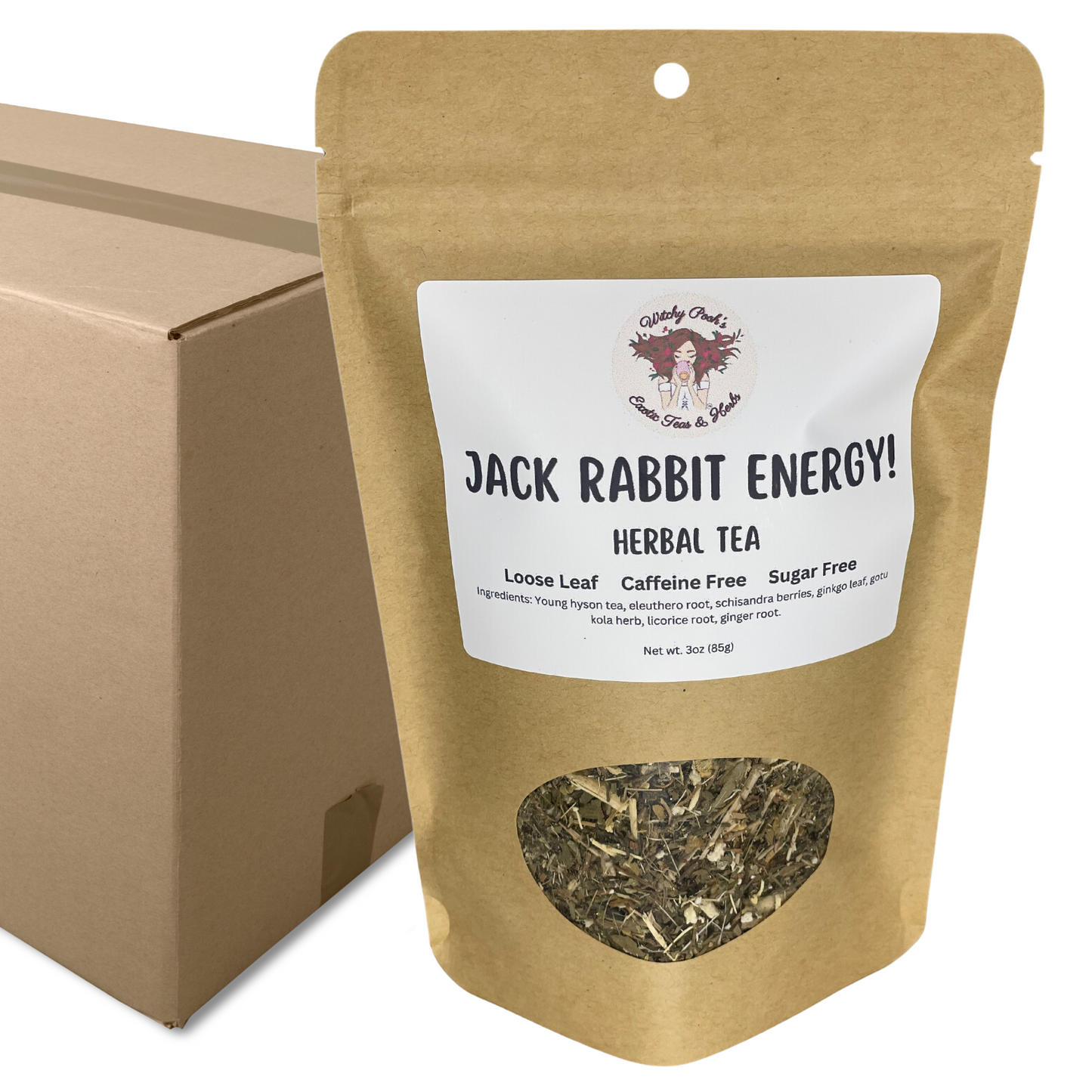 Witchy Pooh's Jack Rabbit Energy! Loose Leaf Functional Herbal Tea, Caffeine Free, Sugar Free Energy Drink