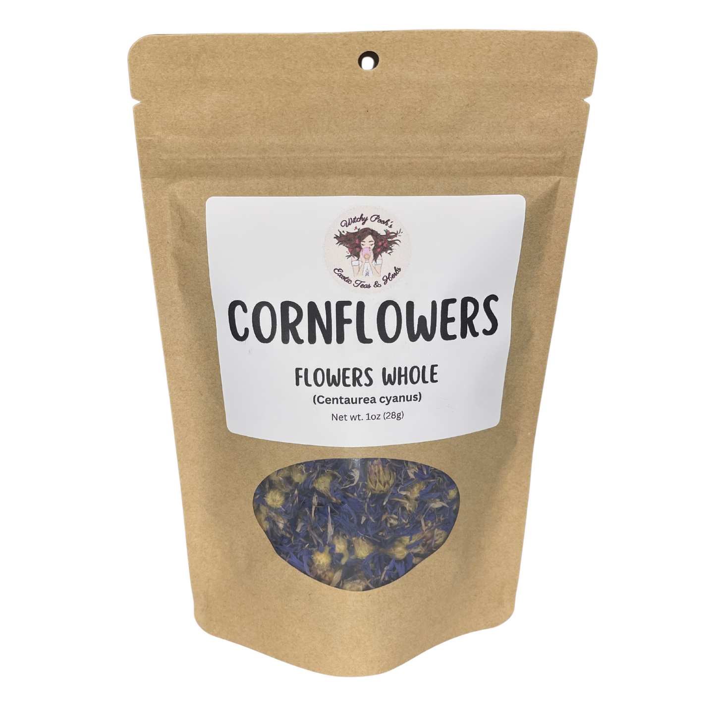 Witchy Pooh's Cornflowers Whole Loose Leaf Herbal Blue Tea, Caffeine Free