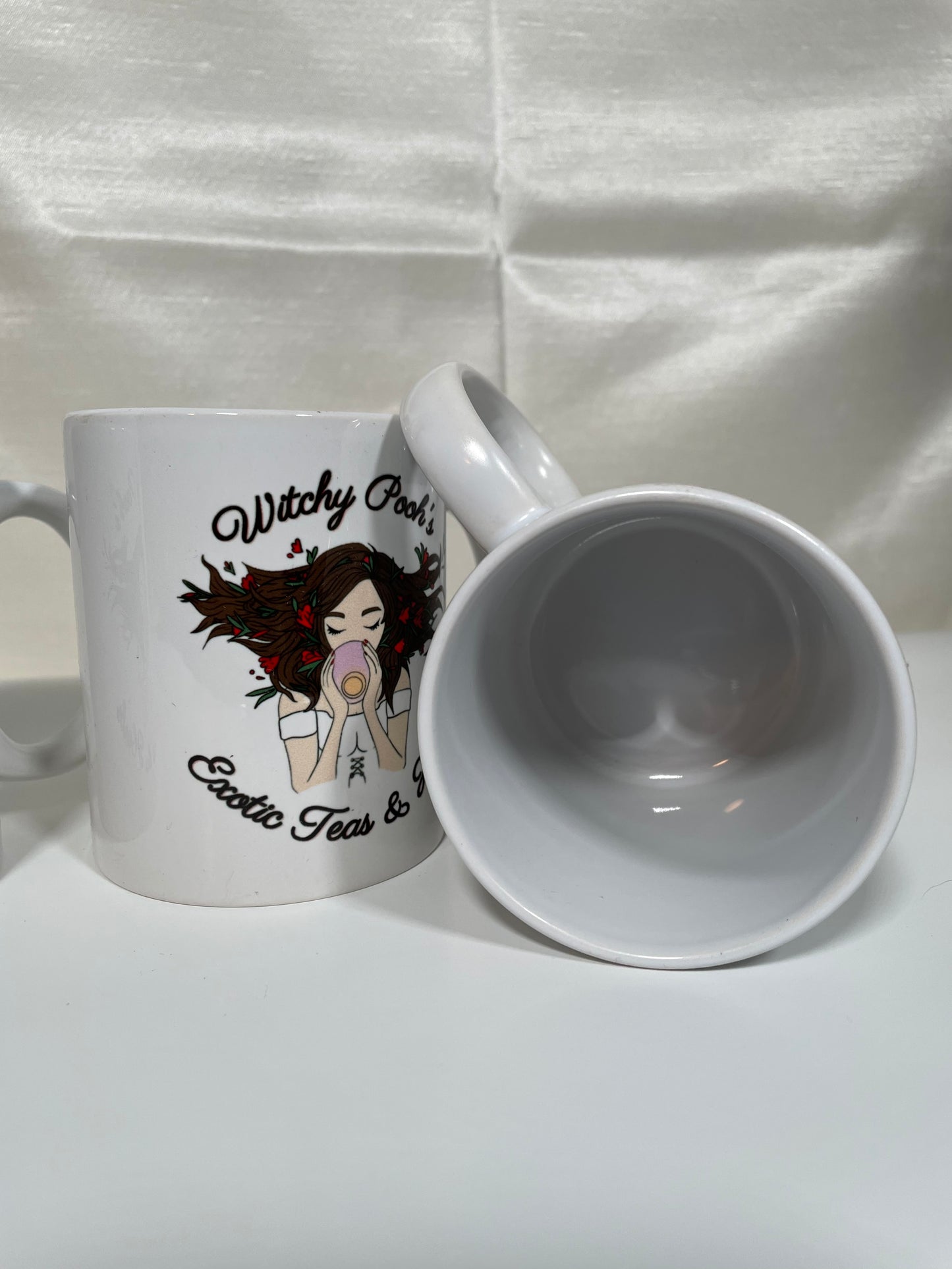 Witchy Pooh's Mugs, White Coffee Cup with The Witchy Pooh Logo