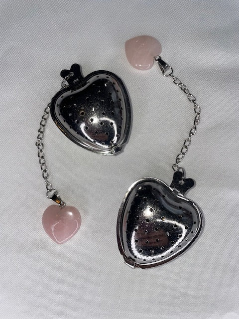 Tea Stainer Heart Shaped with Rose Quartz Crystal 70% Off!!!