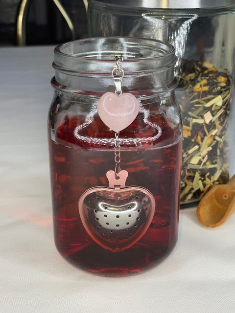 Tea Stainer Heart Shaped with Rose Quartz Crystal 70% Off!!!