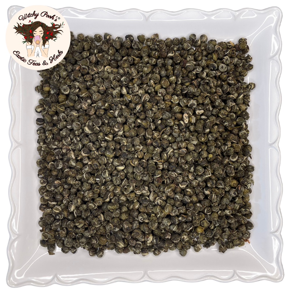 Witchy Pooh's Jasmine Dragon Pearl Tea- Loose Leaf Jasmine Scented Green Tea, Caffeinated - Image 2