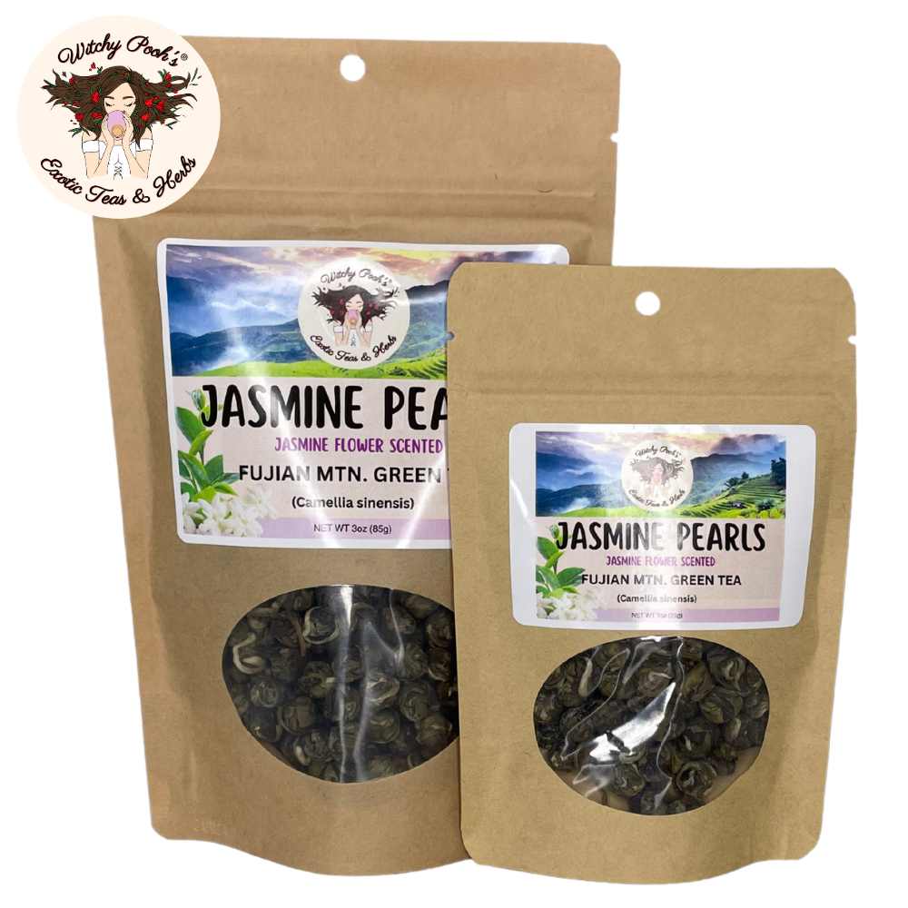 Witchy Pooh's Jasmine Dragon Pearl Tea- Loose Leaf Jasmine Scented Green Tea, Caffeinated