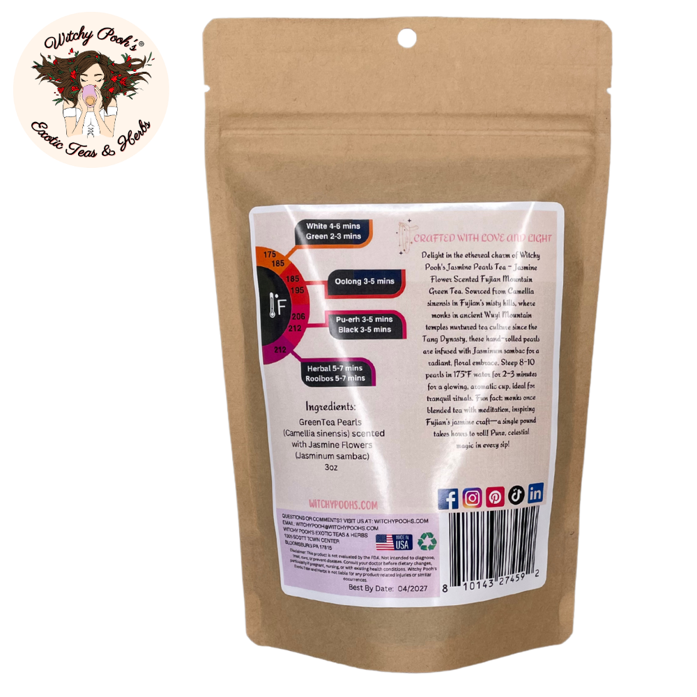 Witchy Pooh's Jasmine Dragon Pearl Tea- Loose Leaf Jasmine Scented Green Tea, Caffeinated - Image 9