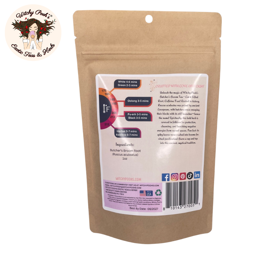 Witchy Pooh's Butcher's Broom Tea, Cut & Sifted Root, Caffeine Free - Image 12