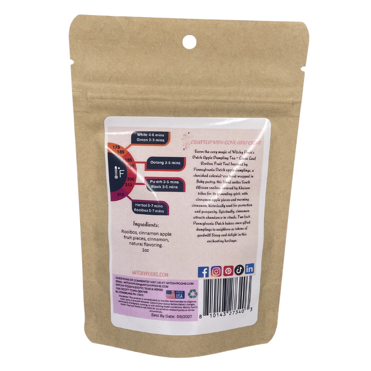Witchy Pooh's Dutch Apple Dumpling Tea - Loose Leaf Apple Fruit Rooibos Tea, Caffeine Free - Image 5