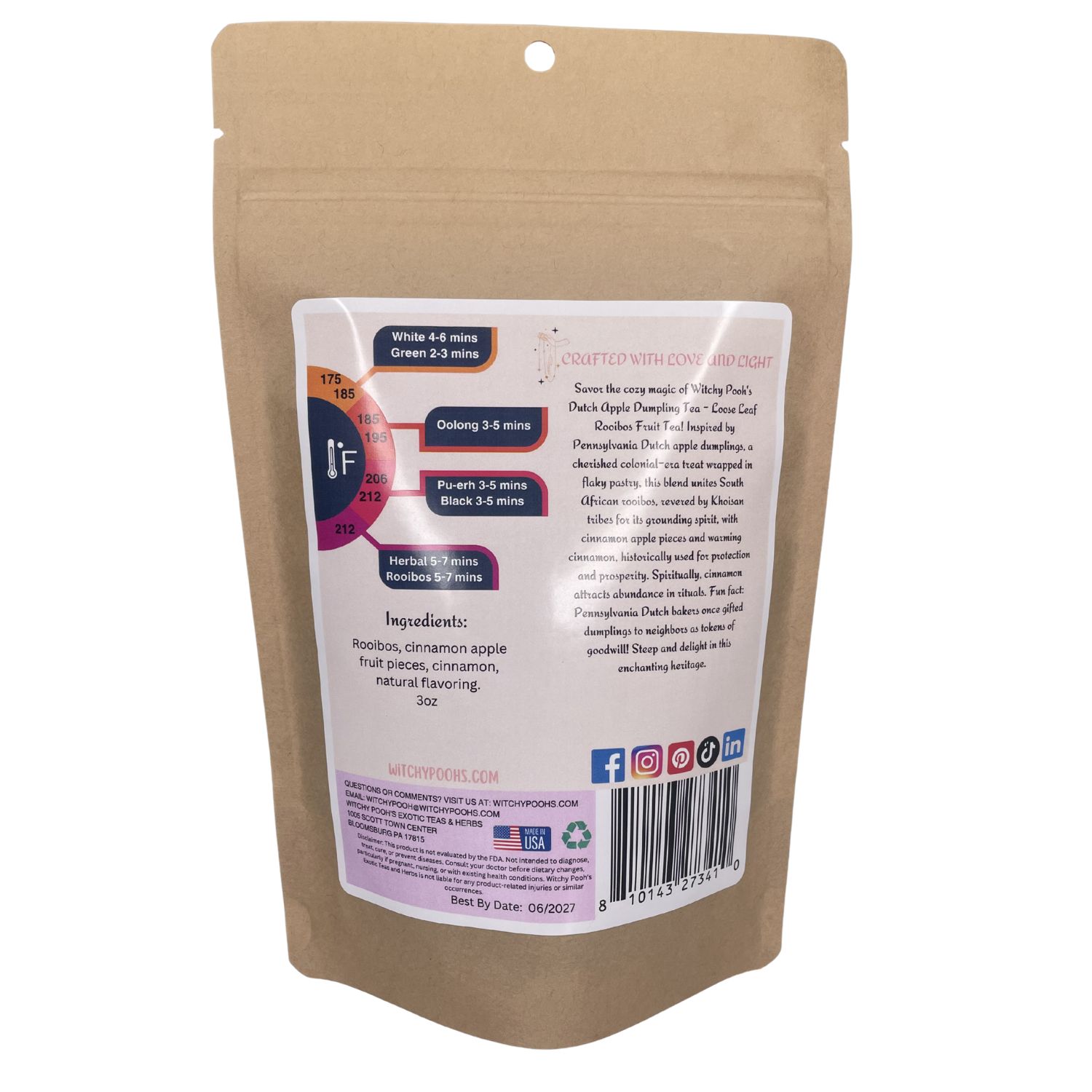 Witchy Pooh's Dutch Apple Dumpling Tea - Loose Leaf Apple Fruit Rooibos Tea, Caffeine Free - Image 7