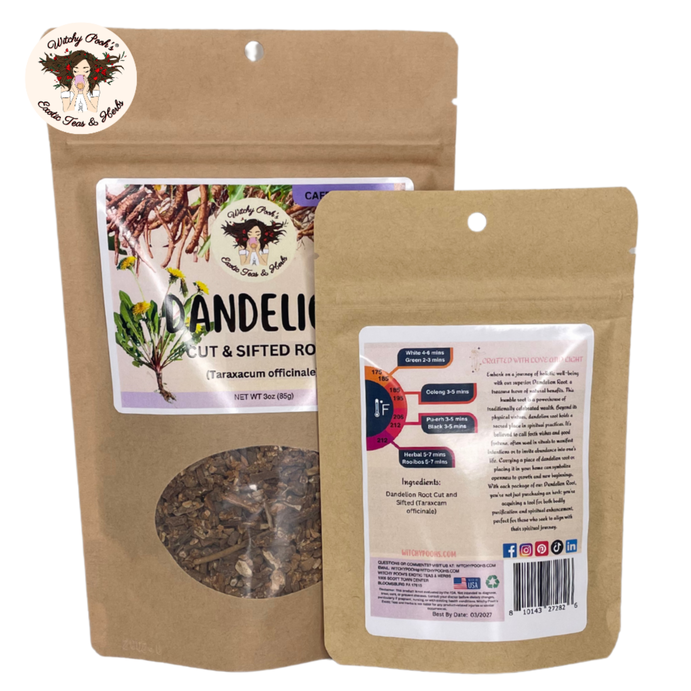 Witchy Pooh's Dandelion Root Tea - Cut and Sifted, Caffeine Free - Image 11