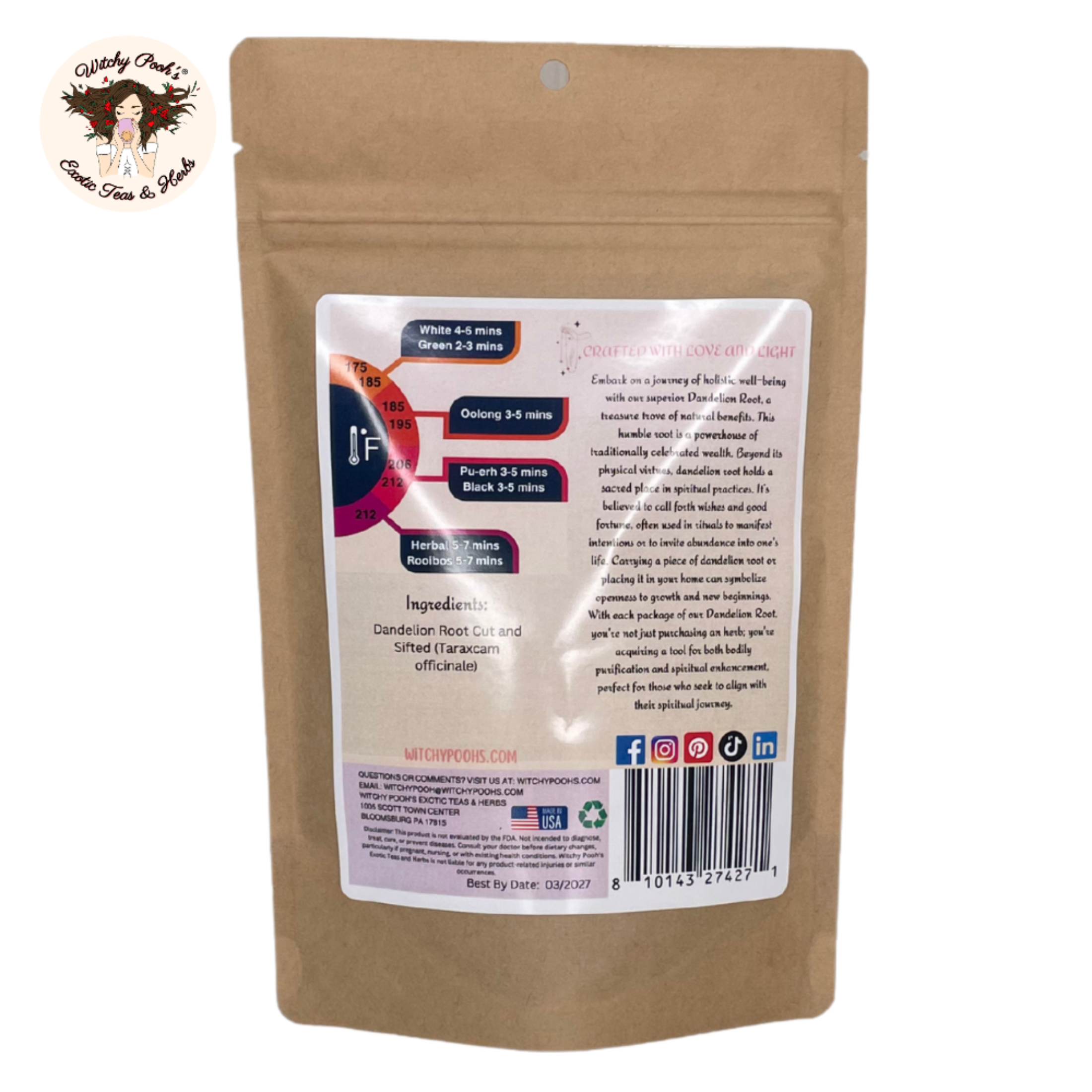 Witchy Pooh's Dandelion Root Tea - Cut and Sifted, Caffeine Free - Image 4