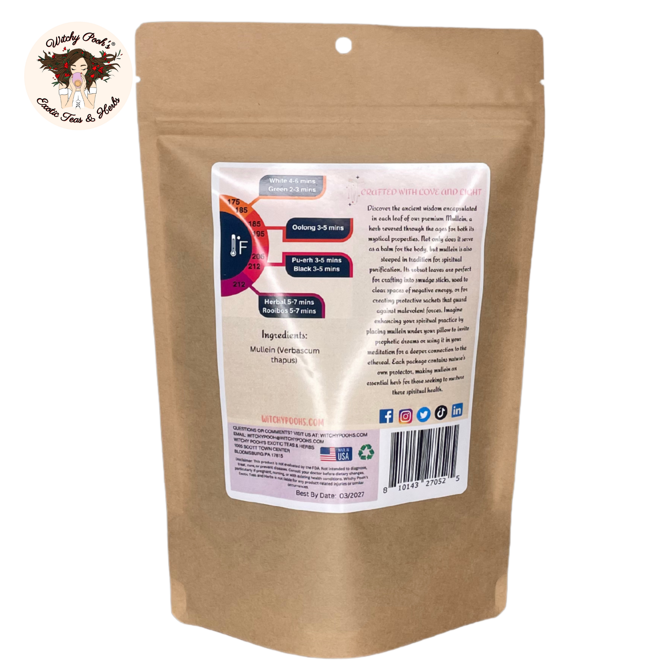 Witchy Pooh's Mullein Leaf Tea - Loose Leaf Herb, Caffeine Free - Image 17