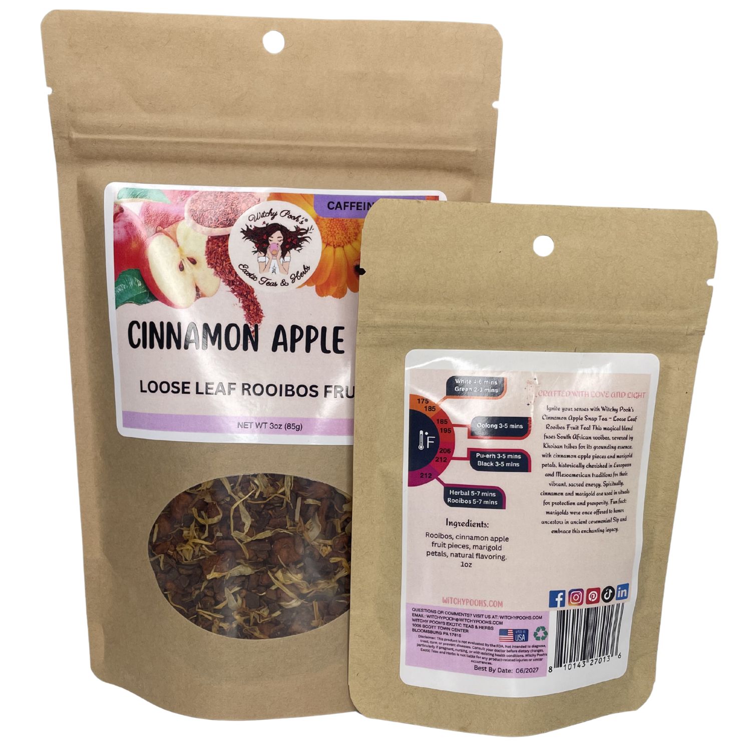 Witchy Pooh's Cinnamon Apple Snap Tea - Loose Leaf Rooibos Apple Fruit Tea, Caffeine Free - Image 6