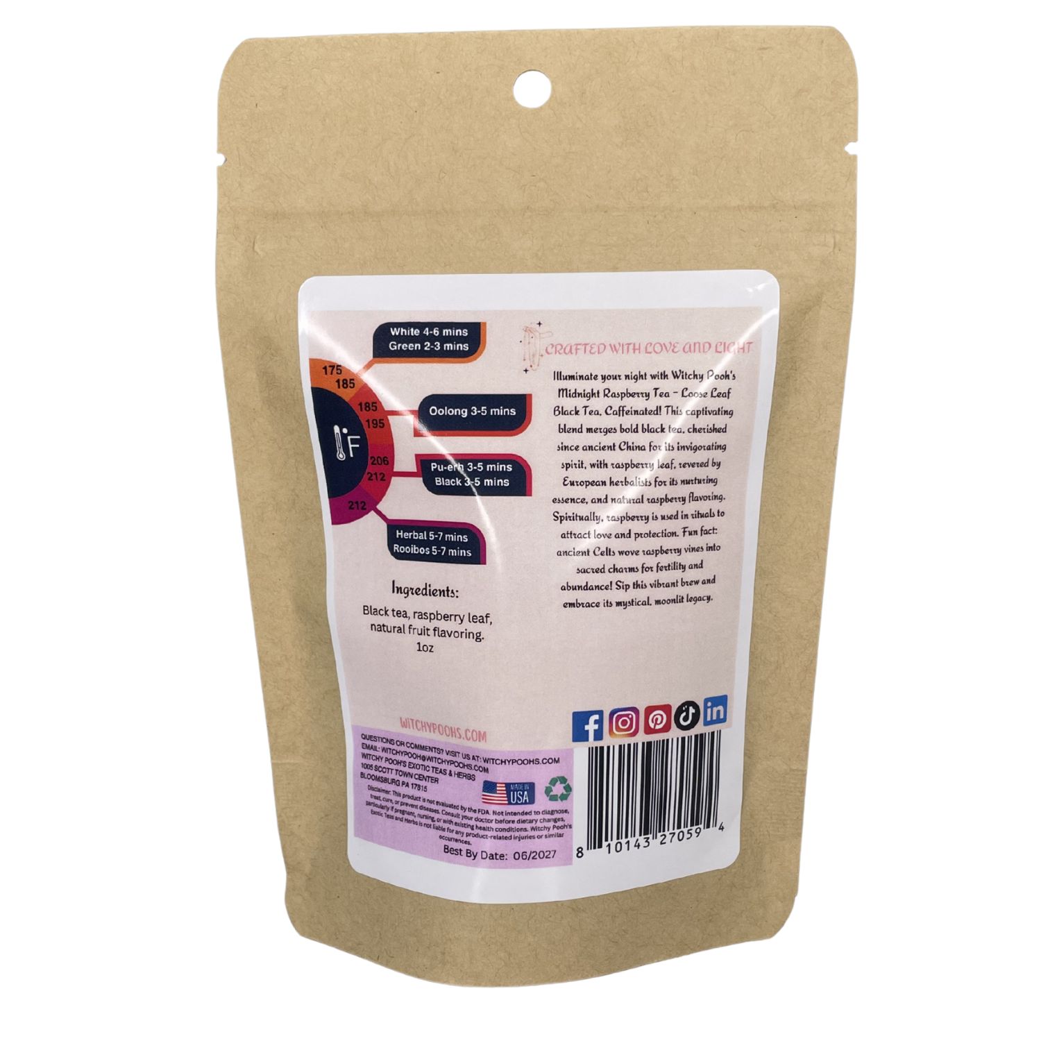 Witchy Pooh's Midnight Raspberry Tea - Loose Leaf Black Tea, Caffeinated - Image 12